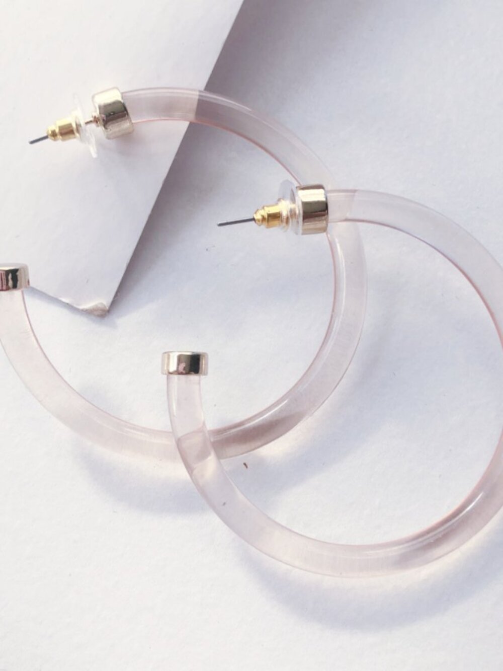 Pomina Transparent Gray Lucite Hoop Earrings